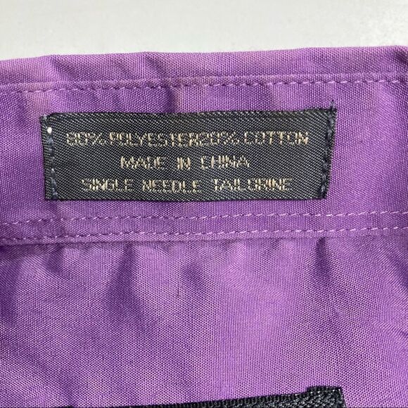 RENZO‎ Men’s Long Sleeve Purple Shirt Size XL 17/17.5-34/35 Button Down - Picture 8 of 11